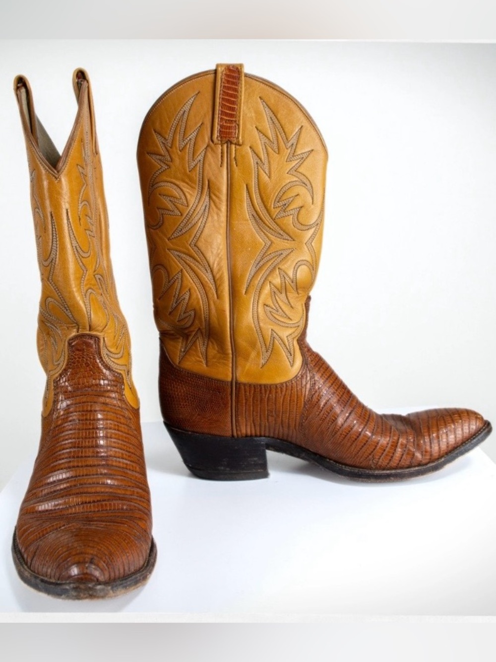 Dan Post Vintage Cognac Lizard Western Cowboy Boots